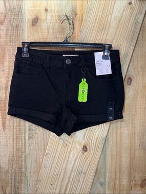 SO Black Low-Rise Cuffed Denim Shorts